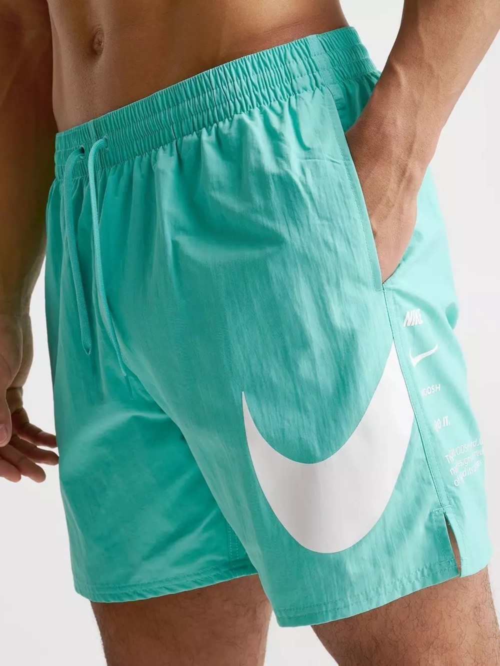 Nike sz L Aqua Swim Shorts with White Swoosh